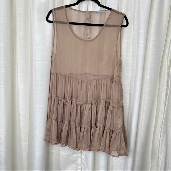 And’or vogue sheer oversized peplum ruffle sleeveless blouse - Picture 1 of 8